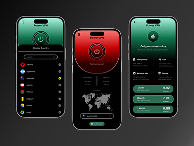 VPN Mobile App UI Design app design app ui design designer product design responsive design sketch ui uiux ux vpn app web design wireframe