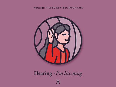 Worship Liturgy Pictograms 5/8 - Hearing accessibility christian church branding icon illustration logo pictogram pink sound stained glass worship