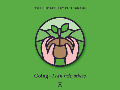 Worship Liturgy Pictograms 8/8 - Going accessibility christian church green illustration logo pictogram stained glass trees worship