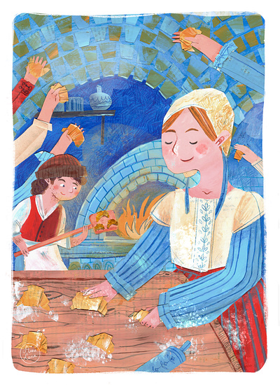 Tasty Tales Spread illustration - the story behind the croissant childrens books history illustration kids nonfiction publishing