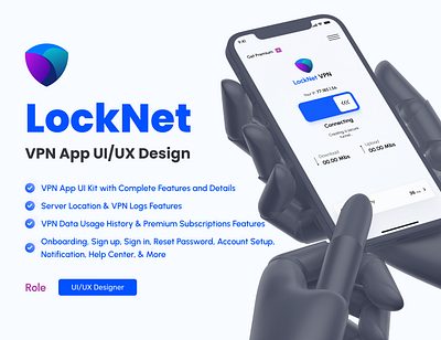 LockNet Vpn App UI/UX Design app app design appshowcase design graphic design product design ui ux vpn vpn app