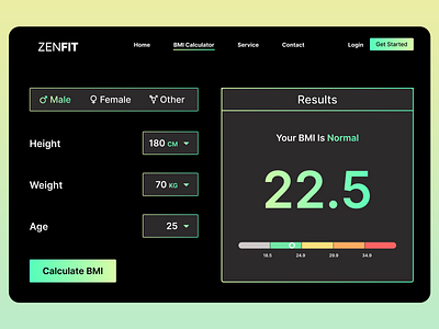 ZENFIT - Fitness & Tracking app age analyzes app app design application branding calories design fat tracking app fitness health app health application health tracker healthcare height mobile app mobile application tracker tracking weight