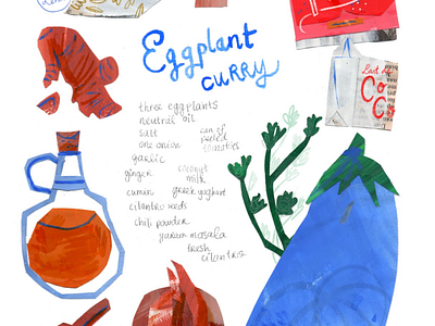 Food and recipe illustration art cookbook cooking editorial eggplant food illustration ragu recipe