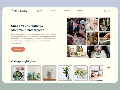 Potteria: E-Commerce Website Design art artwork brand branding clean craft creative design ecommerce hand crafted minimal modern pottery pottery shop shop simple trends visual design web website