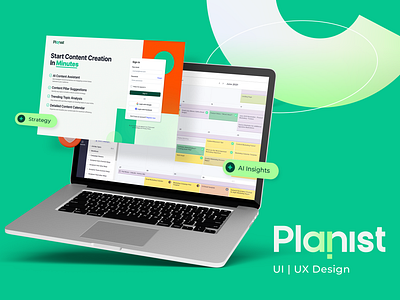 Planist Website | Ui Ux Design ai aitool animation artificial intelligence branding design figma graphic design green illustration logo marketing planning ui uiux ux video graphy web design website website design