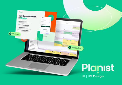 Planist Website | Ui Ux Design ai aitool animation artificial intelligence branding design figma graphic design green illustration logo marketing planning ui uiux ux video graphy web design website website design