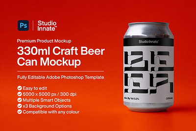 330ml Craft Beer Soda Can Mockup beer beer bottle mockup beer can beer can mockup beer font beer glass mockup beer label beer logo beer mockup craft craft logo craft paper soda drink soda water