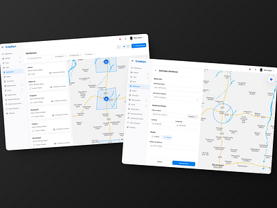 Geofence Management app design clean creative design ui