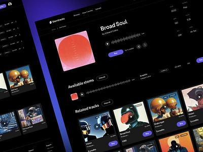 Stemtracks dark theme digital product fireart fireart studio interaction interface interface design music music app music platform music player music production player product design ui ui design user exparience ux ux design web app