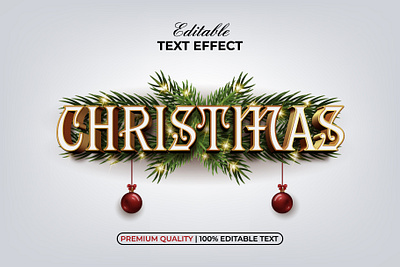 Christmas Text Effect Gold Style christmas decoration design editable font gold illustration letter modern style text effect tree branch type typeface typography vector