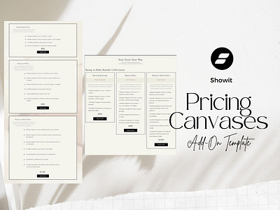 Showit Pricing Add-On Template showit showit add on showit canvas showit template showit website