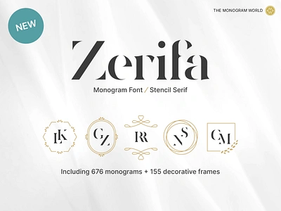 Zerifa – Stencil Serif Monogram Font branding font bride decorative frames groom initials ligature font logo creator logo design logo font logo typeface monogram typeface monogram world serif font stencil serif type design typography wedding design wedding font wedding invitation wedding monogram