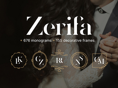 Zerifa – Stencil Serif Monogram Font branding font bride decorative frames groom initials ligature font logo creator logo design logo font logo typeface monogram typeface monogram world serif font stencil serif type design typography wedding design wedding font wedding invitation wedding monogram