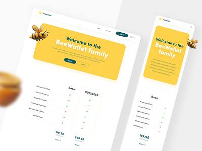 BeeWallet loyalty landing page UI bee design landing landing page loyalty ui ux