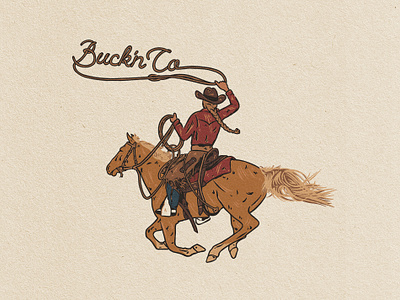 Buck'n Co apparel boutique branding bronco cowboy cowgirl desert horse illustration mission rodeo swallow vintage western