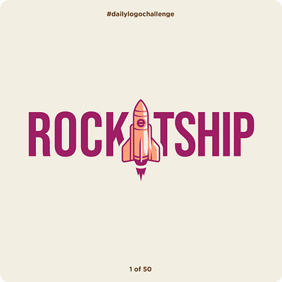 #dailylogochallenge - Rocketship 50 branding challenge daily dailylogochallenge design graphic design illustration illustrator logo rocket ship vector