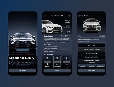 Luxury Car Showcase App: A Modern UI Experience appshowcase automotivedesign carapp darktheme elegantdesign interfacedesign luxurycars luxurydesign mercedesbenz minimalui mobileappdesign moderndesign productshowcase userexperience