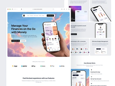 Monely - Finance App Landing Page finance finance app framer landing page landing page app saas template website finance