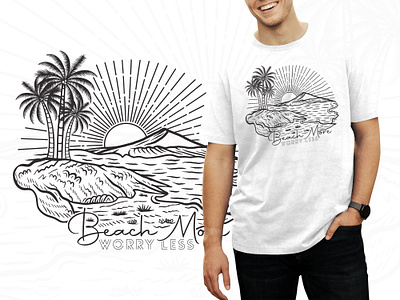 Beach more worry less outdoor adventure t shirt design surfing