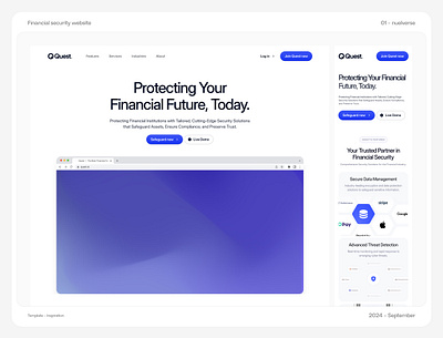 Quest FinSecurity branding design finance fintech illustration logo minimal ui uiux uiux design