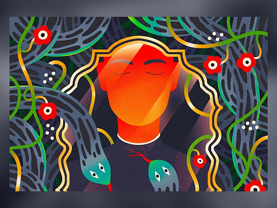 Snakes and Man abstract abstract art animal art design art illustration character colorful colors digital art drawing flowers graphic illustration magic mystic pattern plants snakes tree vector