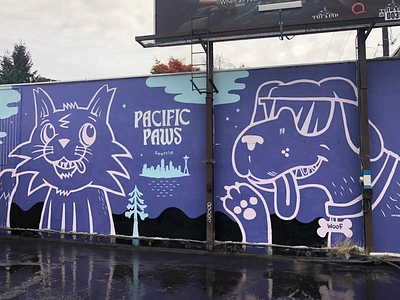 Pacific Paws Mural animals cat dog illustration mural