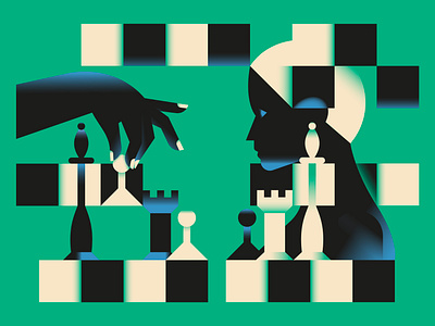 Play your game adobe illustrator best checkmate chess chessboard design draft dribbble dystopian flat future hand human illustration illustrator minimal player shot vector