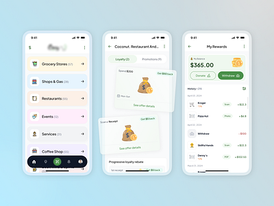 UI/UX for a Rewards App branding design food graphic design hospitality logo typography typoh ui ux