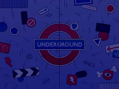 Underground animation cartoon characters depth illustration limitedpalette london metro minimal monoline motion parallax people playful pose scroll simple standing tube underground