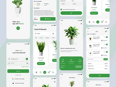 Plant Shop App (Full) app design e commerce flower green mobile app nature app pixelnaiem plant plant shop app plant store planting plants popular selling shop app shopping tree selling ui