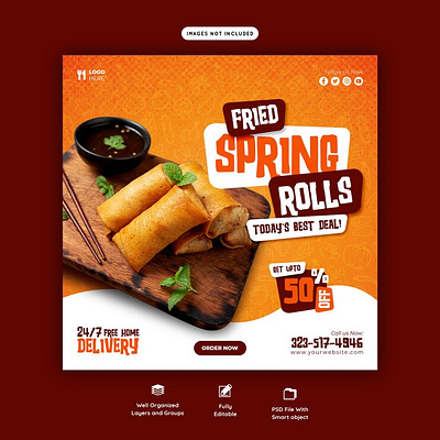 Food menu and restaurant social media banner template food restaurant