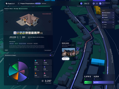 Residence UI Dashboard admin dashboard admin template building company dashboard dashboard design design diagram house interactions interface map property listing property management real estate real estate agency real estate business realtor residence ui