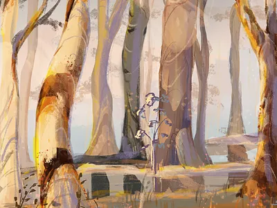 Illustration digitalpainting flowers illustration landscape photoshop sunny trees