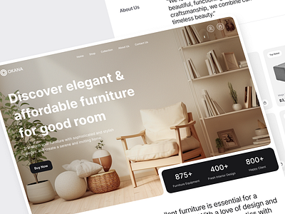 Okana - Furniture Landing Page branding clean clean design design furniture furniture landing landing page minimalist design photography ui uiux web design