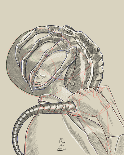 Alien Romulus Drawing Sketch Study by Oz Galeano alien art arte boceto design dibujo digitalart drawing fanart illustration movie ozgaleano sci fi sketch