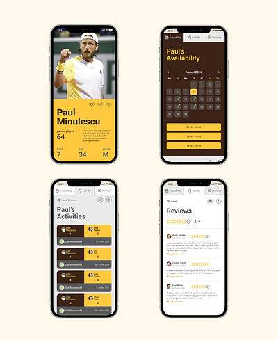 App for finding Your Perfect Tennis Partner mobile app tennis app tennis partner ui design