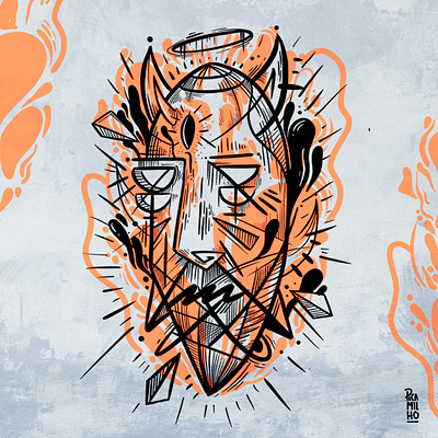 Mask of inner fears and bad behaviors art drawing graphic design illustration