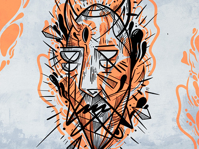 Mask of inner fears and bad behaviors art drawing graphic design illustration