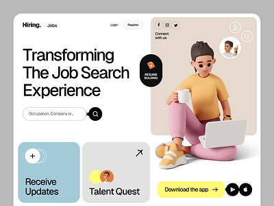 Website for Job Search ✦ Hiring design interface product service startup ui ux web website