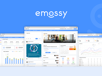 Emossy home page hrms payroll portal design product design ui design ui ux ui ux design ux design