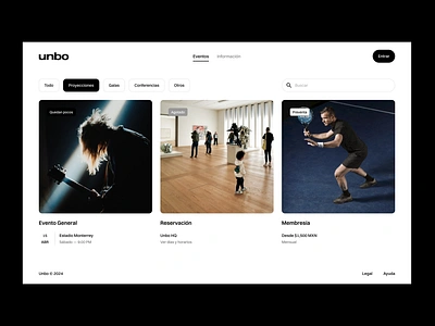 Unbo — UI concert custom profile events membership minimal ui profile simple system ticket tickets ui unbo ux white ui