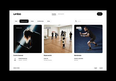 Unbo — UI concert custom profile events membership minimal ui profile simple system ticket tickets ui unbo ux white ui