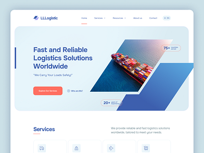 Logistic Web Design v2 clean design graphic design logistic minimal design minimal web design modern design modern ui motion graphics ui ui design ux design web animation web design web ui