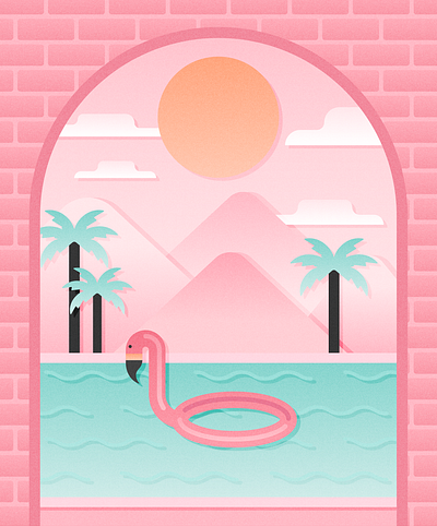 Archways | The Hills branding flamingo flamingo pool floatie hills illsutration pool pool floatie