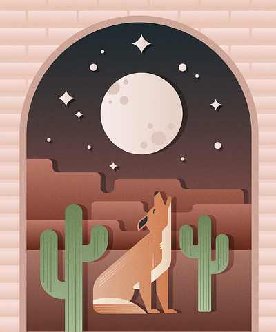 Archways | The Desert branding cactus coyote desert moon stars