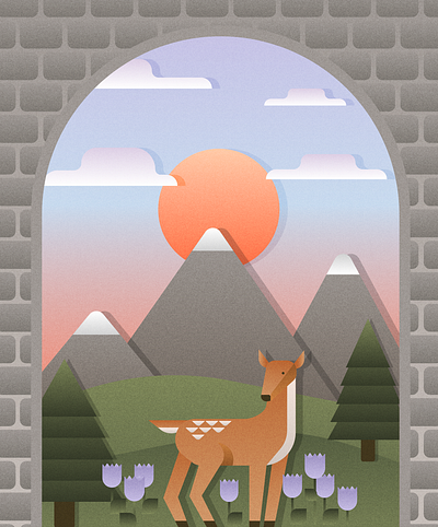 Archways | The Mountains branding deer fawn flowers lavender mountian pine trees sunrise sunset