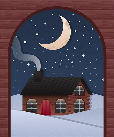 Archways | The Cabin branding cabin cabin illustration design flat illustration graident grain illustration moon snow snowy winter