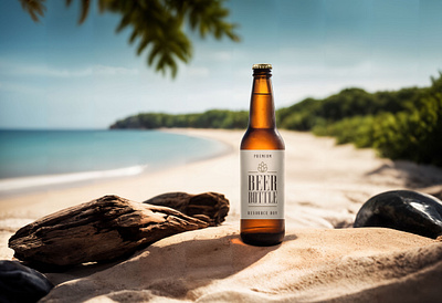 Free Beer Bottle Mockup on the Beach beer beer bottle beer bottle mockup beer label bottle mockup download free free mockup freebie freebies graphic design label mockup mockups packaging psd rb resourceboy