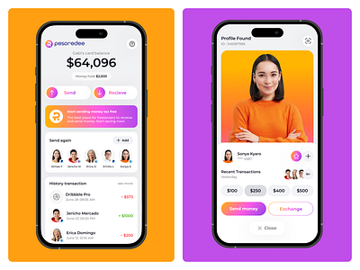 Wallet app, User Profile, Fintech app | Pesoredee app finance fintech history transaction interface mobile mobile version money transfer product product design profile send money startup transfer ui user profile ux uxui wallet wallet app