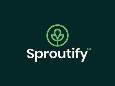 Sproutify Logo Design branding design garden logo graphic design green logo leaf logo leafs logo logo design mark negative space logo plant professional logo sproutify